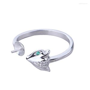 Bagues en grappe 925 en argent sterling pour femmes Bague de fiançailles en cristal 6mm7mm8mm Perle ou perle ronde Semi Mount Fine Jewelry Setting