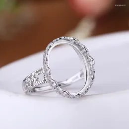 Anillos de racimo 925 plata esterlina anillo de mujer 8x10 mm 10x12 mm 10x14 mm 12x16 mm cabujón ovalado semi montaje para ámbar lapislázuli piedra de bricolaje