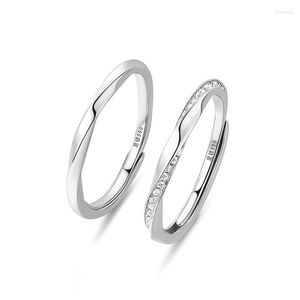 Cluster Ringen 925 Sterling Zilver Zirkoon Geometrische Ring Voor Vrouwen Meisje Gladde Eenvoudige Mobius Strip Ontwerp Sieraden Party Gift Drop