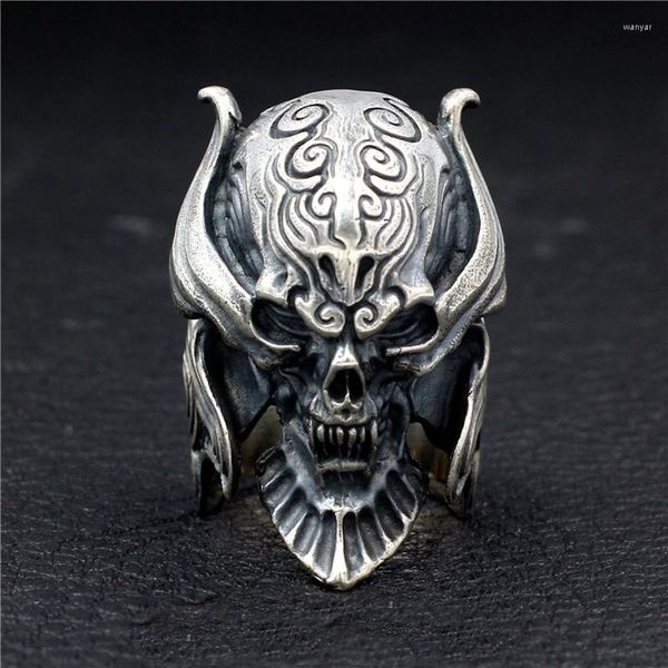 Cluster Rings 925 ARGENT MASSIF BIKER ROCKER Armor Devil Skull MENS RING JEWELRY A3199