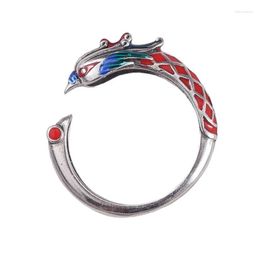 Cluster anneaux 925 Thai Sier Style ethnique classique pour les femmes Design original hommes et dragon phoenix couple Ring Jewelry Drop Livrot Dhwfg