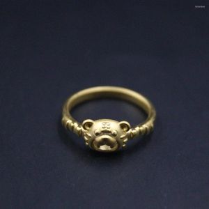 Cluster ringen 999 Echte 24k gele gouden ring vrouw 3d mooie tijgerband US7