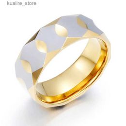 Cluster Ringen 9mm Luxe Goud Kleur Tungsten Steel Wedding Band Ring Mannen Vrouwen Mode Trend Geometrische Ruit Paar Ringen Sieraden L240315