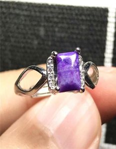 Bonnes de cluster 9x7 mm Top Natural Purple Sugilite Ring Jewelry For Woman Man 925 Silver Anticancer Stone Beads Crystal Réglable1777432