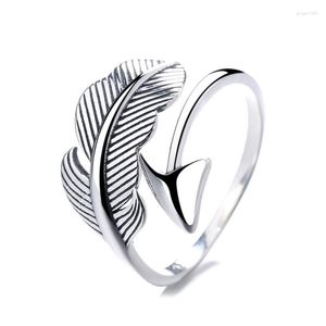 Anillos de clúster A153JZFSILVER Silver 925 Fashion Fashion Trendy Retro Retro Lovel Lovel Feather Cupido Ring de flecha Girl Women Joyería de boda