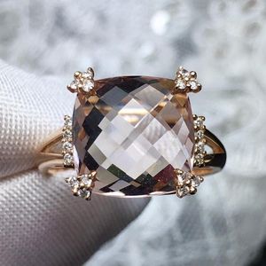 Clusterringen A414 Morganite Ring 5.09ct Fijne sieraden 18K Goud Natural Pink Beryl Heliodor Sieraden voor vrouwen