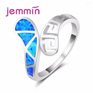 Clusterringen absorberen hole ring 925 Sterling Silver Jewelry Fashion Sky Blue Fire Opal
