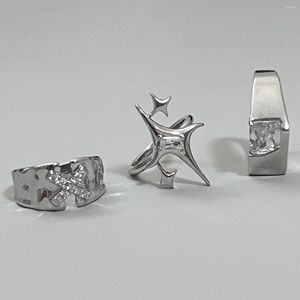 Cluster Ringen Accessoires Glanzende Ster Kruis Onregelmatige Voor Vrouwen Unisex Paar Verlovingsring Partij Creatieve Sieraden Groothandel