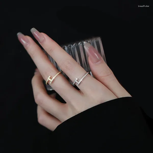 Anillos de racimo ajustables para mujeres delicado estilo coreano letra H chapado en oro blanco accesorios de dedo de circón joyería Ins al por mayor KDR004