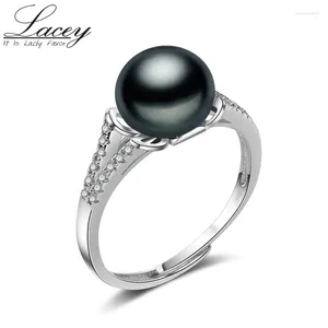 Anneaux de cluster réglable naturel perle d'eau douce bague bijoux de mariage pour les femmes 925 sterling argent goutte