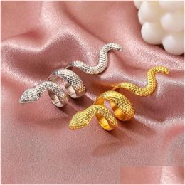 Cluster Ringen Verstelbare Open Voor Meisjes Fijne Sieraden Snake Finger Ring 2022 Trend Vrouwen Dress Party Bague Femme Anillos Para Mujer Dro Dhi1O