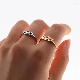 Clusterringen Verstelbare maat Vingerring Roestvrij staal Anelli Donna Sierlijke Mini Origami Boot voor vrouwen Mannen Punk Sieraden BFF