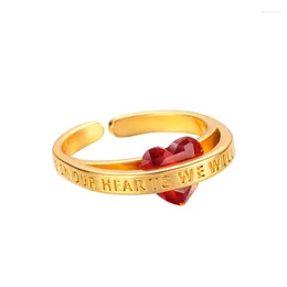 Cluster ringen geavanceerde ruby love 14k gouden kleur voor vrouwen vriendin bruiloft verjaardag Valentijnsdag open ring sieraden cadeaus