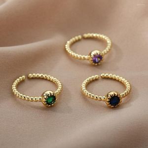 Cluster ringen esthetische ronde kraal open voor vrouwen roestvrij staal charme paar vingerring bruiloft sieraden verjaardag mama cadeau