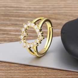 Cluster anneaux Aibef Luxury Hollow Heart for Women 2024 Fashion Jewelry Personality Ajustement Rague en cuivre Rague redonnable Cadeau