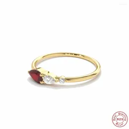 Cluster anneaux Aide 925 Sterling Silver Red Color Gemstone Weddary Anniversary Annalos de Compromiso Mujer Finger pour les femmes Jewley