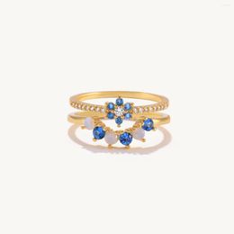 Clusterringen Aide -merkring voor vrouwen Minimalistisch zilver 925 Blue Zirkon Flowers Anillos Fijne sieraden Paarde bruiloft Bijoux Femme Gifts