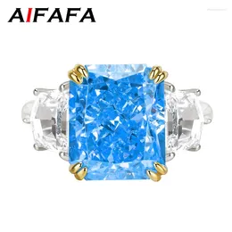 Anneaux de cluster AIFAFA 925 Sterling Silver Sparkling Fire High Carbon Diamond 8 10mm Gemstone Mariage Femmes Fine Bijoux