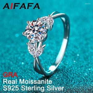 Cluster anneaux Aifafa réel 1 Moissanite pour femmes de haute qualité PT950 S925 STERLING Silver Diamond Flower Ring Jewelry Gra Wholesale