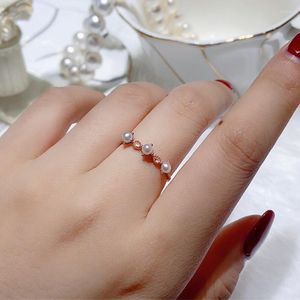 Cluster ringen Ainuoshi Handmade18k goud echte natuurlijke parel bruiloft verloving voor vrouwen Valentijnsdag Fashion Ring Fine Jewelry