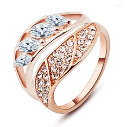 Cluster Ringen Ajojewel Gouden Set Voor Vrouwen Zirconia Blad Bruiloft Sieraden Ensemble De Bague