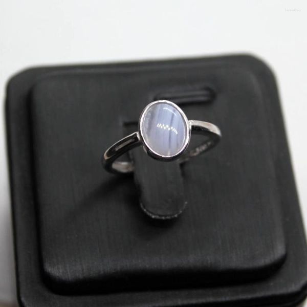 Cluster Rings AKAC 925 Sterling Silver Natural Blue Lace Agate Anneau Réglable Environ7 9mm Envoyer Au Hasard En Gros