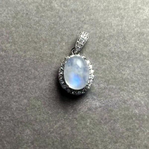 Anneaux de cluster Akac Natural Moonstone 925 Sterling Silver Pendentif Pierre Taille Environ 6 8mm