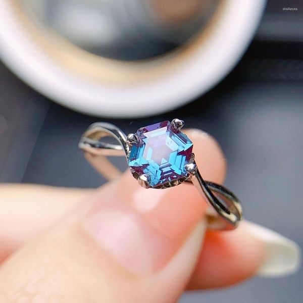 Cluster Rings Bague Alexandrite Bintage Hexagon Cut Engagement 6 Prong Wedding Women