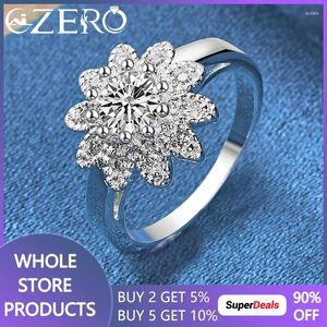 Cluster anneaux Alizero 925 Sterling Silver Shiny Zircon Diamond Ring For Women Engagement Band Declaration Fashion Jewelry Wedding Gift