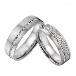 Bagues en grappe Alliance Ensemble de mariage pour hommes et femmes Bicolore 14K Or Rose Titane Bijoux His Hers Couple Ring