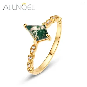 Cluster ringen Allnoel 925 Sterling Silver For Women Natural 6 9mm groen Moss Agate Wedding Engagement Anniversary Uniek geschenk haar