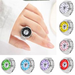 Cluster Ringen Legering Digitale Paar Horloge Ring Mode Retro Sieraden Ronde Quartz Vinger Gift Vrouwen