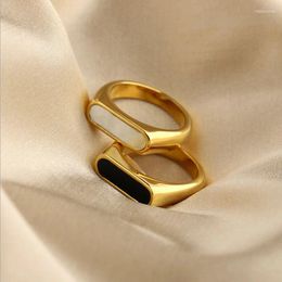 Cluster anneaux Amaiyllis 18K Gold Fashion Vinyle Drop huile blanche coquille blanche lisse de pâtes index pour femmes bijoux