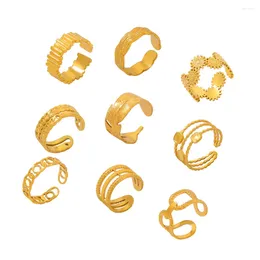 Cluster anneaux Amaiyllis 18K Gold Minimaliste multi-style Texture Texture Coux de couture multicouche à index ouvert bijoux