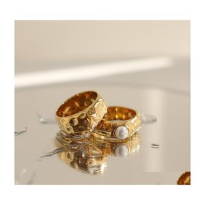 Clusterringen Amaiyllis 18k gouden minimalistische tinfolie Irregar dot zware vaste parel wijsvinger voor vrouwelijke sieraden cadeau drop levering dhvom