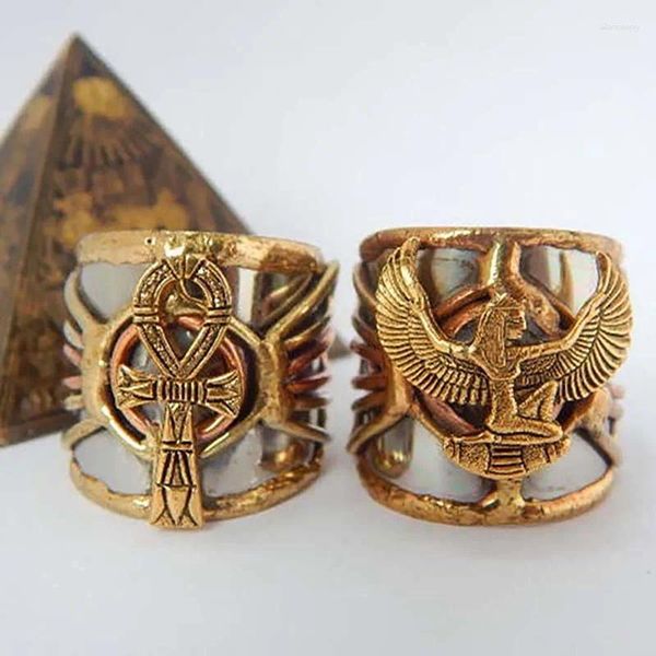 Bagues de cluster Ailes égyptiennes antiques Bijoux de doigt femelle pour femmes Vintage Ouverture Bague réglable Fête Dames Accessoires esthétiques