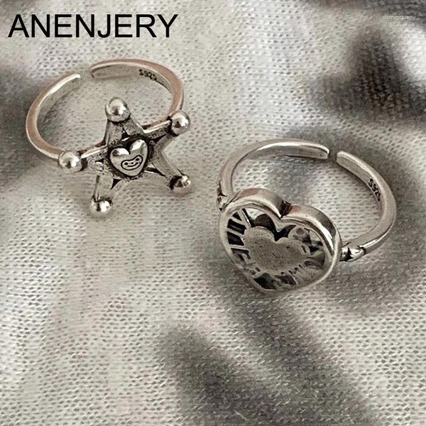 Bagues de cluster Anenjery Vintage Love Heart Star Bague en forme d'étoile pour femmes hommes personnalité niche 2023 bijoux à la mode accessoires cadeau