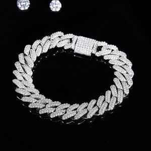 Cluster Anneaux ANGE 10mm Chaîne Cubaine Moissanite Bracelet De Luxe Diamant Rond D VVS 925 Argent Sterling Hip Hop JewelryCluster