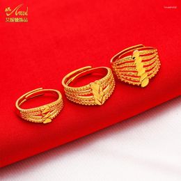 Cluster Ringen ANIID Dubai Leaf Goud Kleur Ring Voor Vrouwen Aanpasbare Braziliaanse Bruiloft Bruid Arabische Ethiopische Vinger Nigeriaanse Sieraden Geschenken