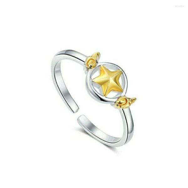 Anillos de racimo, anillo Captor de tarjetas de Anime, Sakura Maiden, estrella de apertura ajustable, joyería de dibujos animados, regalo para mujeres y niñas, cumpleaños