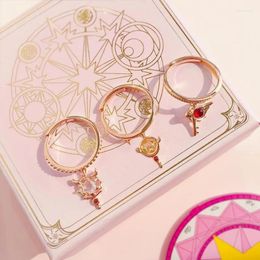Cluster anneaux Carte anime Captor Sakura Cosplay Cherry Blossom Magic Stick Ring Pendant Concents accessoires Accessoires Halloween Cadeaux