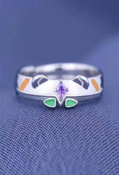 Cluster anime eva asuka Langley Soryu Ayanami Rei EVA01 Ring en émail pour hommes femmes 925 Sterling Cosplay props bijoux1127365