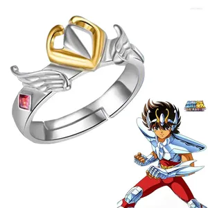 Anillos de racimo Anime Saint Seiya Lindo Dibujos animados Dedo Helmat Forma Ajustable Hombres Anillo Joyería Cosplay Accesorios Accesorios Regalo para fanáticos