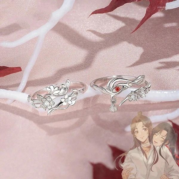 Anillos de racimo Anime Tian Guan Ci Fu Anillo ajustable Unisex Pareja Accesorios de joyería Regalo Bendición oficial del cielo Hua Cheng Xie Lian