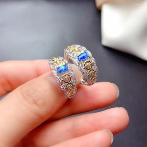 Bagues de cluster Cadeau d'anniversaire Le cadeau pour votre petite amie Naturel Véritable Opal Bague 925 Sterling Silver Fine Bijoux