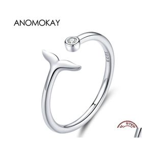 Cluster ringen Anomokay visstaartmermaid open vinger 925 sier voor vrouwen verstelbare band sterling maat ring sieraden drop levering dhhwo