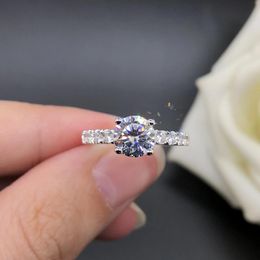 Cluster ringen antieke 1Ct ronde geslepen diamanten ring engagement vrouwen sieraden massief platina 950 R087