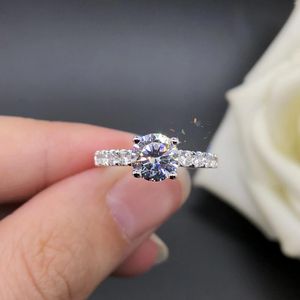 Cluster ringen antieke 1Ct ronde geslepen diamanten ring engagement vrouwen sieraden massief platina 950 R087