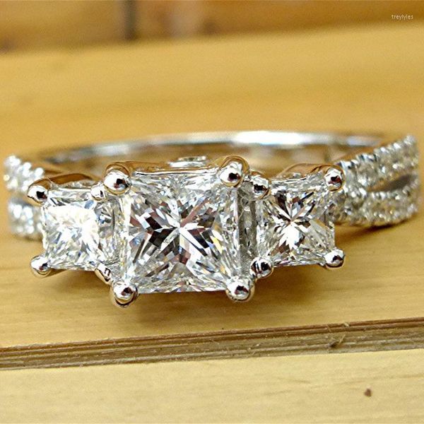 Cluster anneaux antique laboratoire diamant 925 argent sterling fiançailles fan de mariage pour femmes hommes d'anniversaire bijoux de bijoux