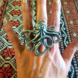 Cluster Ringe Antike Öffnung Einstellbar Großes Tier Für Frauen Männer Octopus Elefant Schmetterling Charm Ring Punk Zubehör Aesthetic2470